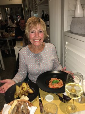 My mam who is trying to go vegan enjoying pasta  at Ginger in Rome