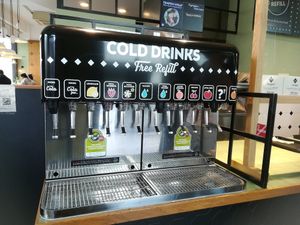 Soft drink refill stall at Swing Kitchen - Operngasse in Vienna