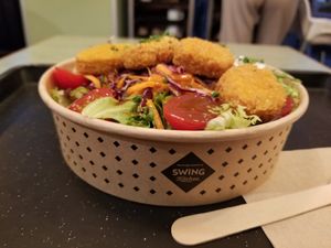 Salad, vegan chicken at Swing Kitchen - Operngasse in Vienna