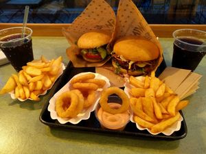 vienna burger and cheese burger at Swing Kitchen - Operngasse in Vienna