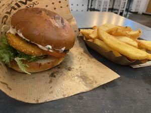 Vienna burger and fries  at Swing Kitchen - Operngasse in Vienna