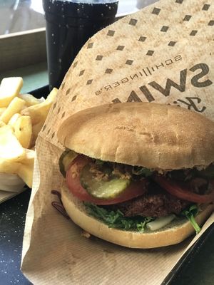 Swing burger and fries  at Swing Kitchen - Operngasse in Vienna