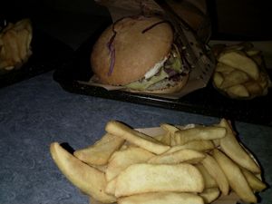 Vienna burger and fries at Swing Kitchen - Operngasse in Vienna