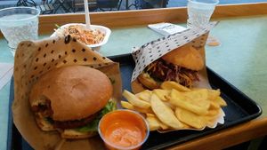 burgers and fries at Swing Kitchen - Operngasse in Vienna
