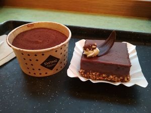 Tiramisu and almond nougat dream, as sold in November 2019. at Swing Kitchen - Operngasse in Vienna