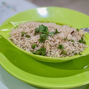 Vegan Peas Pulao at Greenleaf Cafe in Central Singapore