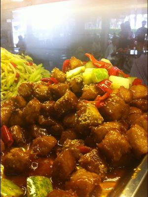 Sweet and sour vegetarian soy fiber meats  at Dao of Vegetarian 素道斋 in Central Singapore