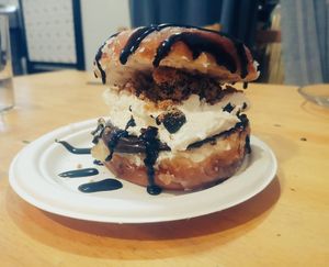 Chocolate cookie doughnut at Ruta 42 in Lhospitalet De Llobregat