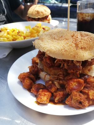 Burger con soja texturizada bbq at Ruta 42 in Lhospitalet De Llobregat