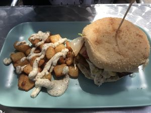 Chicken parmesano and bacon at Ruta 42 in Lhospitalet De Llobregat