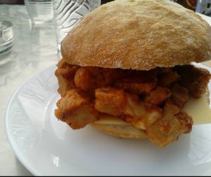 bocata de pinchos y mozarella veg at Ruta 42 in Lhospitalet De Llobregat