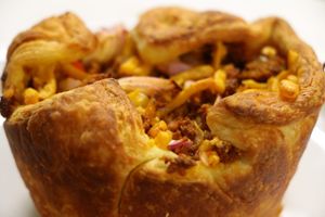 Spicy meat pie at 701 Coffee in Seattle