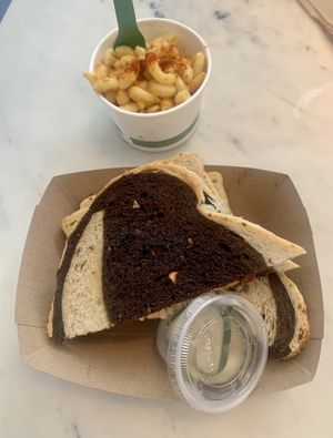 Rueben and mac n cheese at Gnome Cafe in Charleston