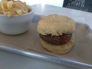 Hemp sausage biscuit | mac at Gnome Cafe in Charleston