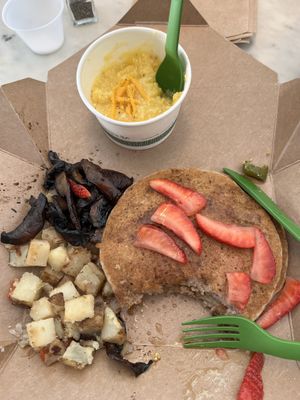 Pancakes and grits at Gnome Cafe in Charleston