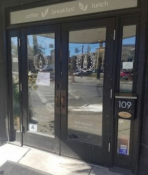 entrance at Gnome Cafe in Charleston