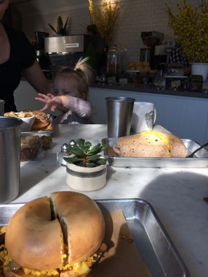 Tofu bagel, burrito, potatoes, banana bread  at Gnome Cafe in Charleston