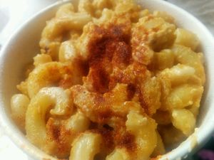 deliciously creamy mac n cheese at Gnome Cafe in Charleston