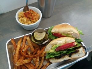 BLT, fries, mac & cheese at Gnome Cafe in Charleston
