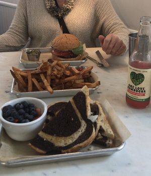 I had the ruben and it was amazing! Also enjoying a locally brewed hibiscus kombucha! at Gnome Cafe in Charleston