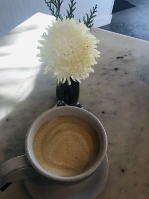Oat milk latte at Gnome Cafe in Charleston