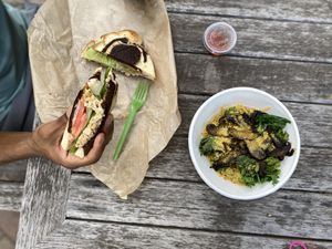 Tuna Sandwich on Rye & the Southern Grits at Gnome Cafe in Charleston