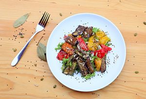 Roasted veg salad at Jalus Vegan Kitchen in Hanoi