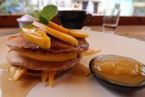 Mango Pancakes at Jalus Vegan Kitchen in Hanoi