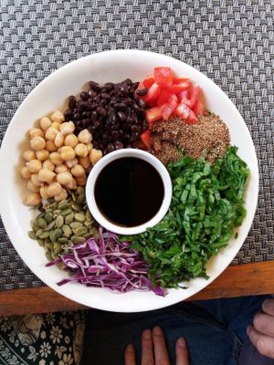 3 Bean salad and 3 shredded salad at Jalus Vegan Kitchen in Hanoi