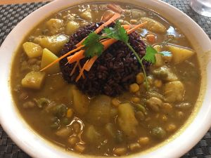 curry was so good and so filling and I love potatoes! at Jalus Vegan Kitchen in Hanoi