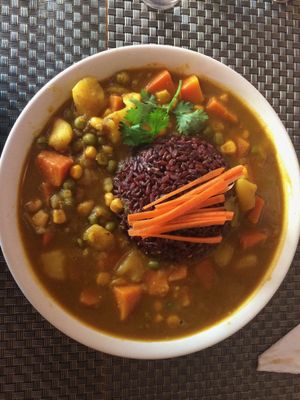 Chickpea and potato curry at Jalus Vegan Kitchen in Hanoi