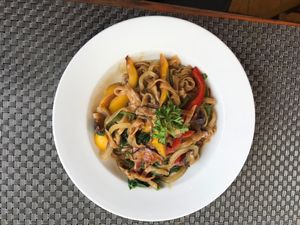 spinach pastaaaaaq at Jalus Vegan Kitchen in Hanoi