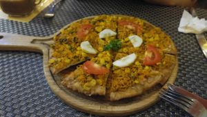 Pumpkin pizza at Jalus Vegan Kitchen in Hanoi
