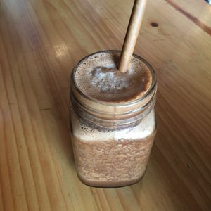 Chocolate, espresso and cashew milk. Delicious.  at Jalus Vegan Kitchen in Hanoi