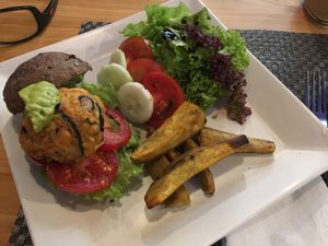Mushroom Burger at Jalus Vegan Kitchen in Hanoi