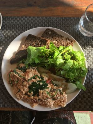 Tofu scrambled eggs at Jalus Vegan Kitchen in Hanoi