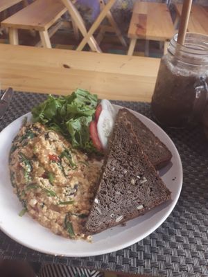 Tofu 'omelette' at Jalus Vegan Kitchen in Hanoi