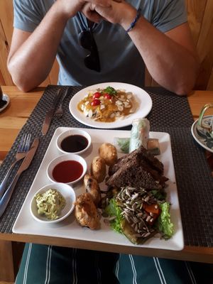 Platter and pumpkin lasagne at Jalus Vegan Kitchen in Hanoi