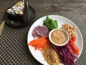 Buddha ’salad’ and chocolate cake = 125k. Not worth to go.  at Jalus Vegan Kitchen in Hanoi