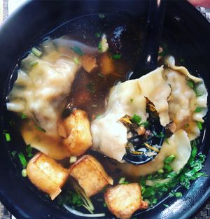 Phớ with dumplings and tofu! at Jalus Vegan Kitchen in Hanoi