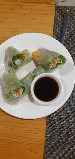 Spring rolls at Jalus Vegan Kitchen in Hanoi