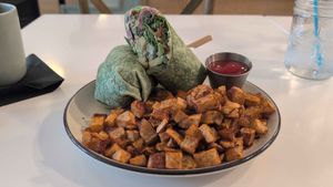 Veganized 705 Wrap with home fries at The Magnolia Cafe in Palatka