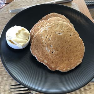 Vegan pancakes with a vegan butter at Duo - Four Seasons Resort in Wailea