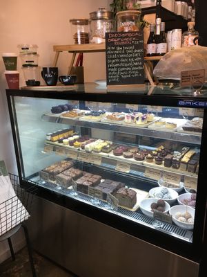 Cake cabinet at The Organik Store in Glenelg