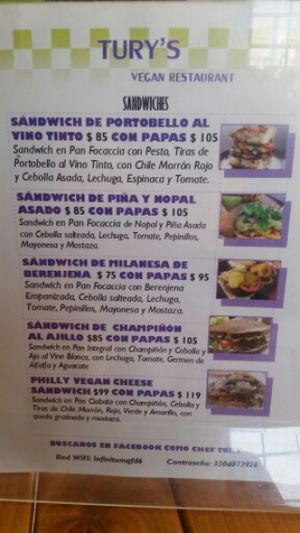 menu at Tury's in Tijuana