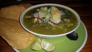 hominy soup with white wine at Tury's in Tijuana