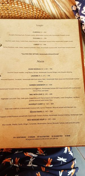 Menu Mains at Yoga Searcher in Pecatu