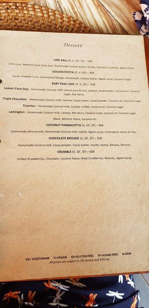 Menu Dessert at Yoga Searcher in Pecatu