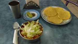 Pozole vegano suuuuuper rico at Govinda Ram in Mexico City