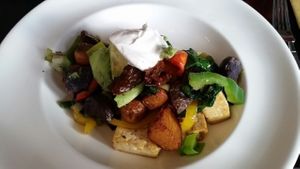 3 potato hash w tofu at Lolo's Vegan Restaurant & Bar in Ramsbottom